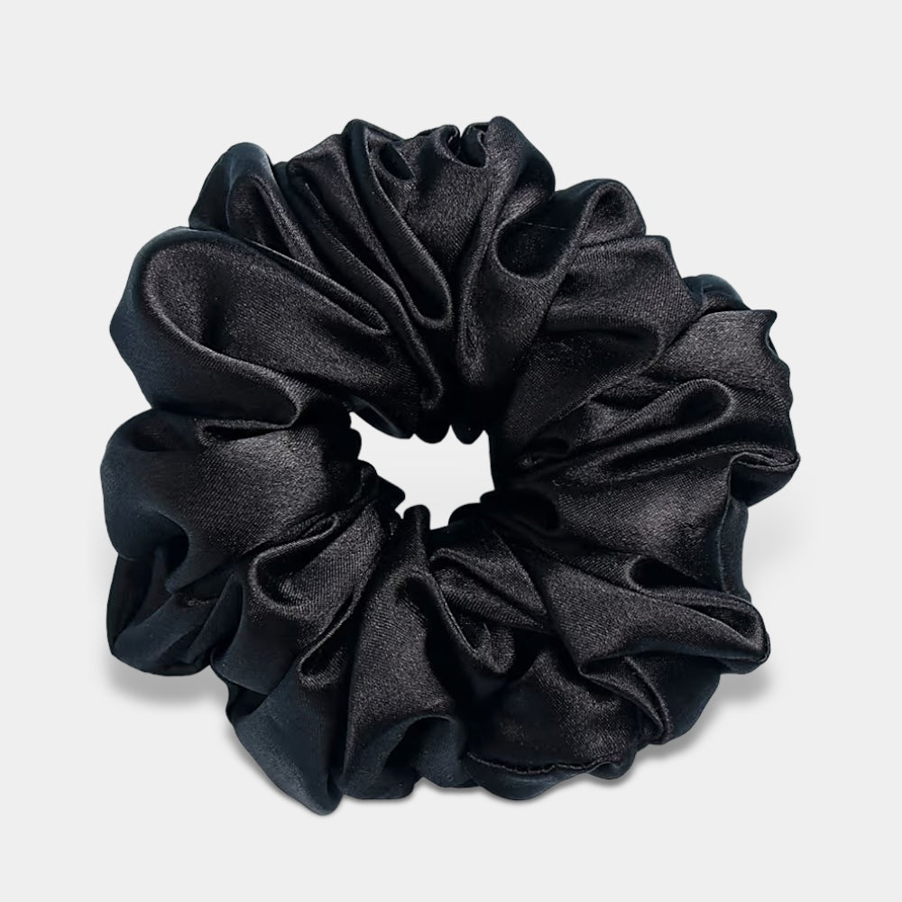 Satin Silk Scrunchie (Medium - Black)