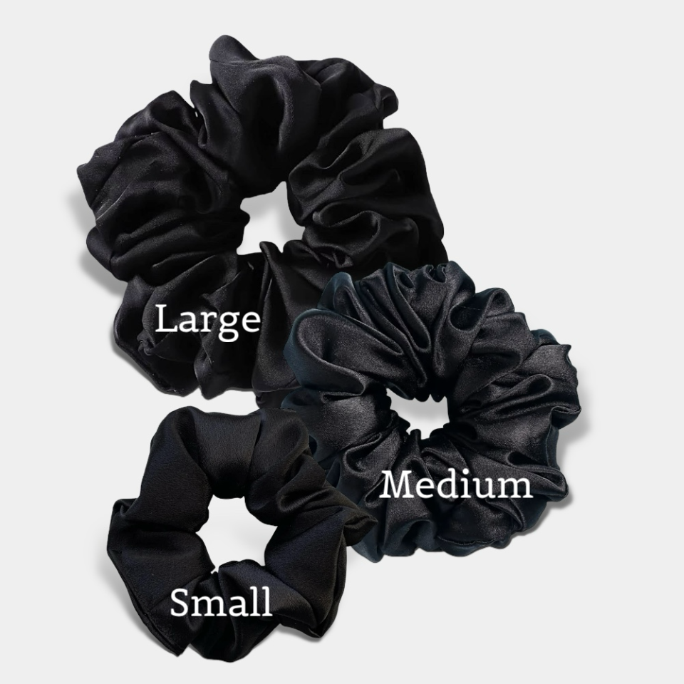 Satin Silk Scrunchie (Large - Black)