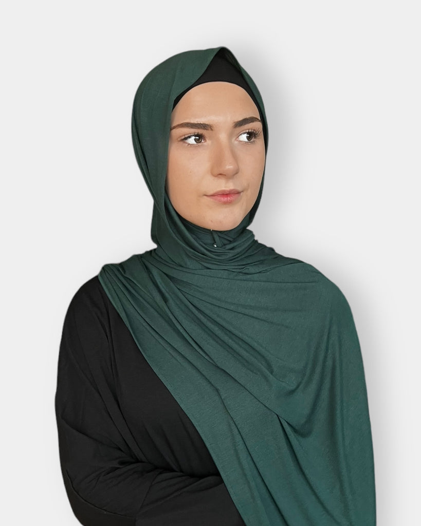 Premium Plain Jersey Sjal Stretchy (Forest)